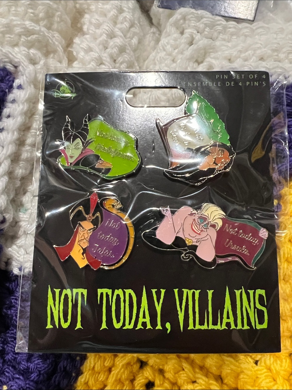 Disney Villains Enamel Pin Set - Green, Purple, Pink, Black